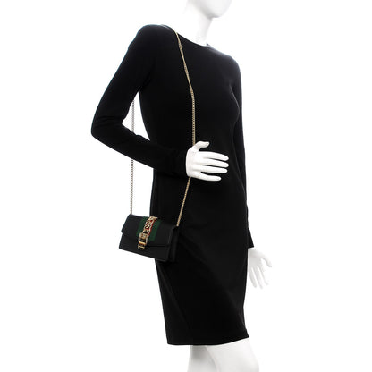 Gucci Calfskin Super Mini Sylvie Chain Shoulder Bag Black 2 of 8