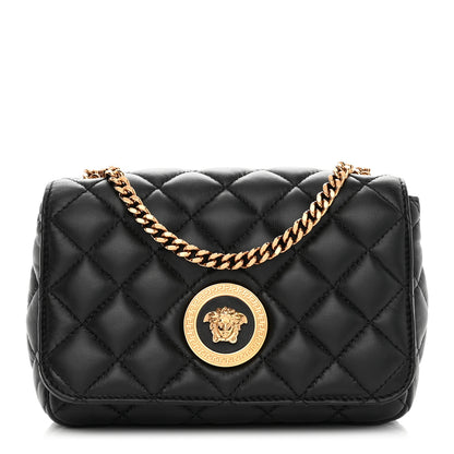 Versace Nappa Quilted Small Medusa Chain Crossbody Black 1 of 8