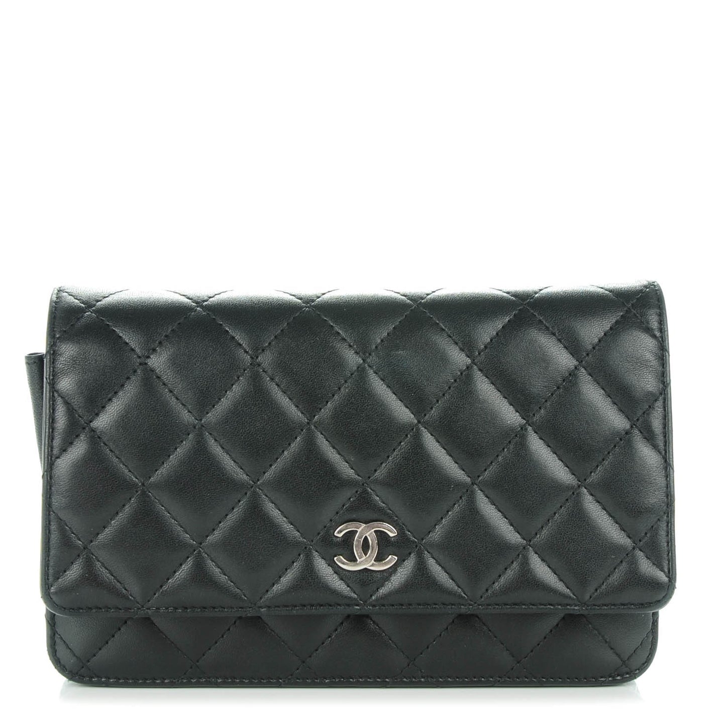 Lambskin Quilted Wallet On Chain WOC Black