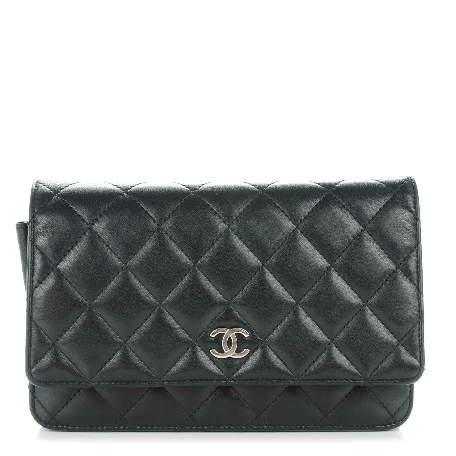 Chanel Lambskin Quilted Wallet On Chain WOC Black 1 of 9