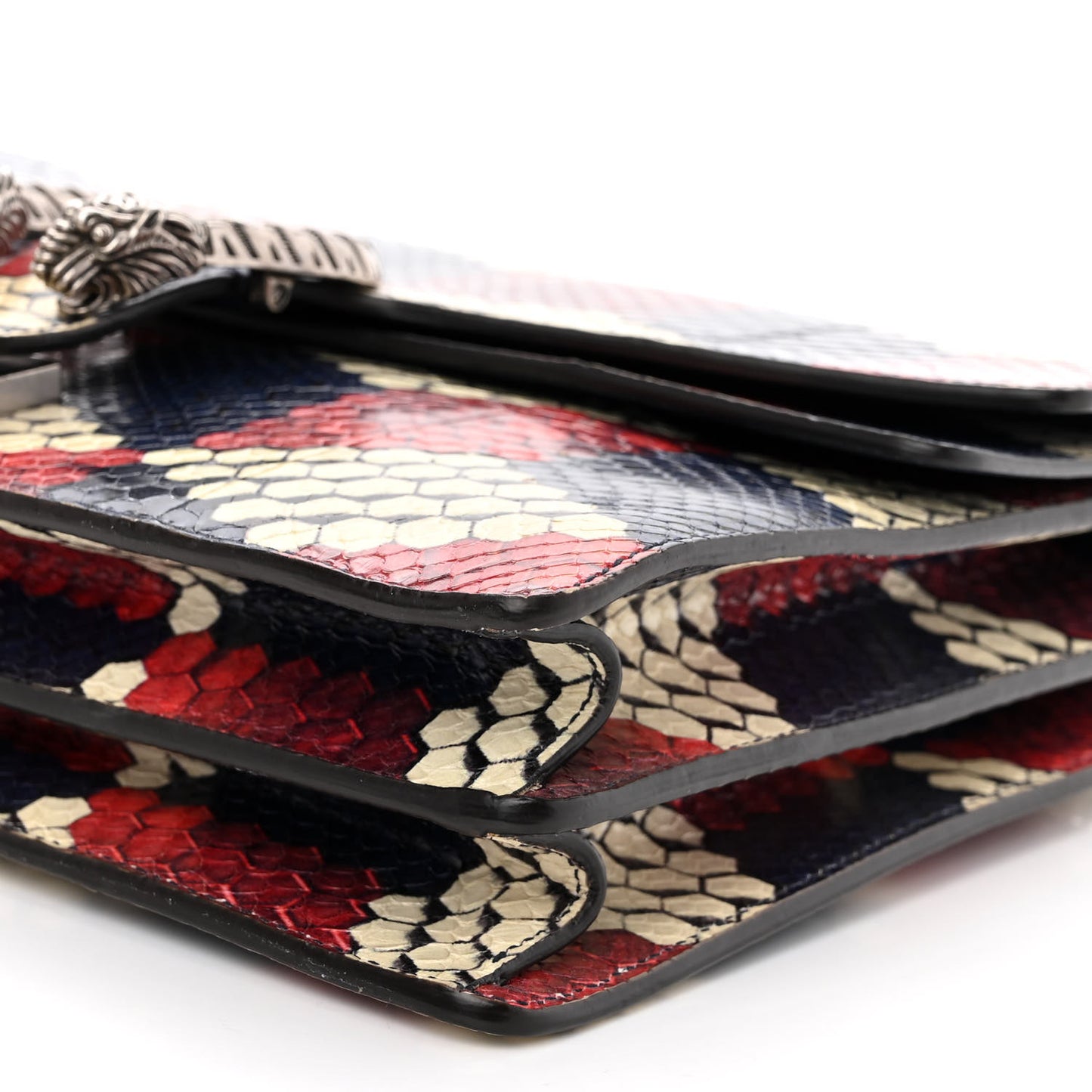 Snakeskin Cubic Medium Dionysus Shoulder Bag Red White Blue
