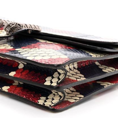 Gucci Snakeskin Cubic Medium Dionysus Shoulder Bag Red White Blue 10 of 12