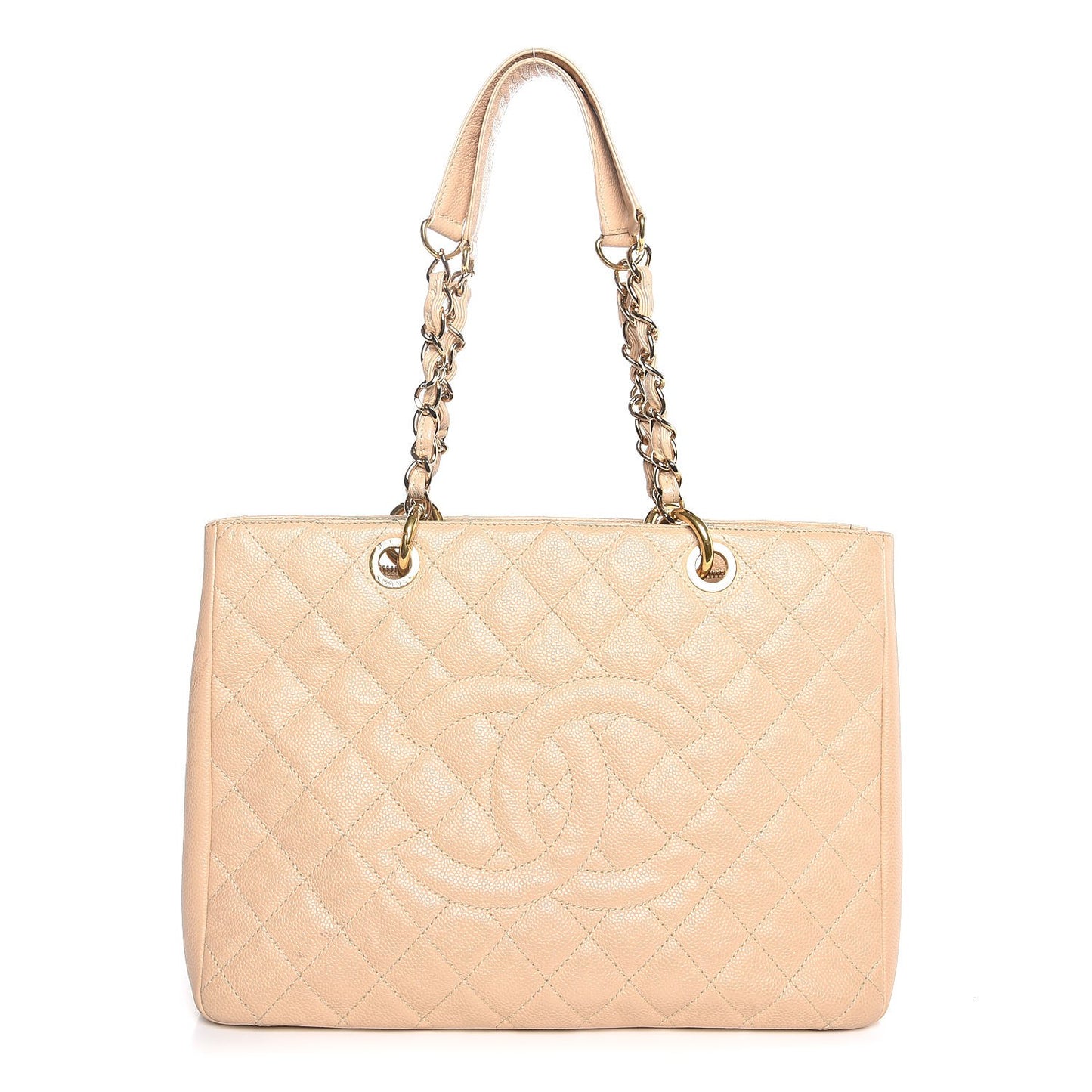Caviar Quilted Grand Shopping Tote GST Beige Clair