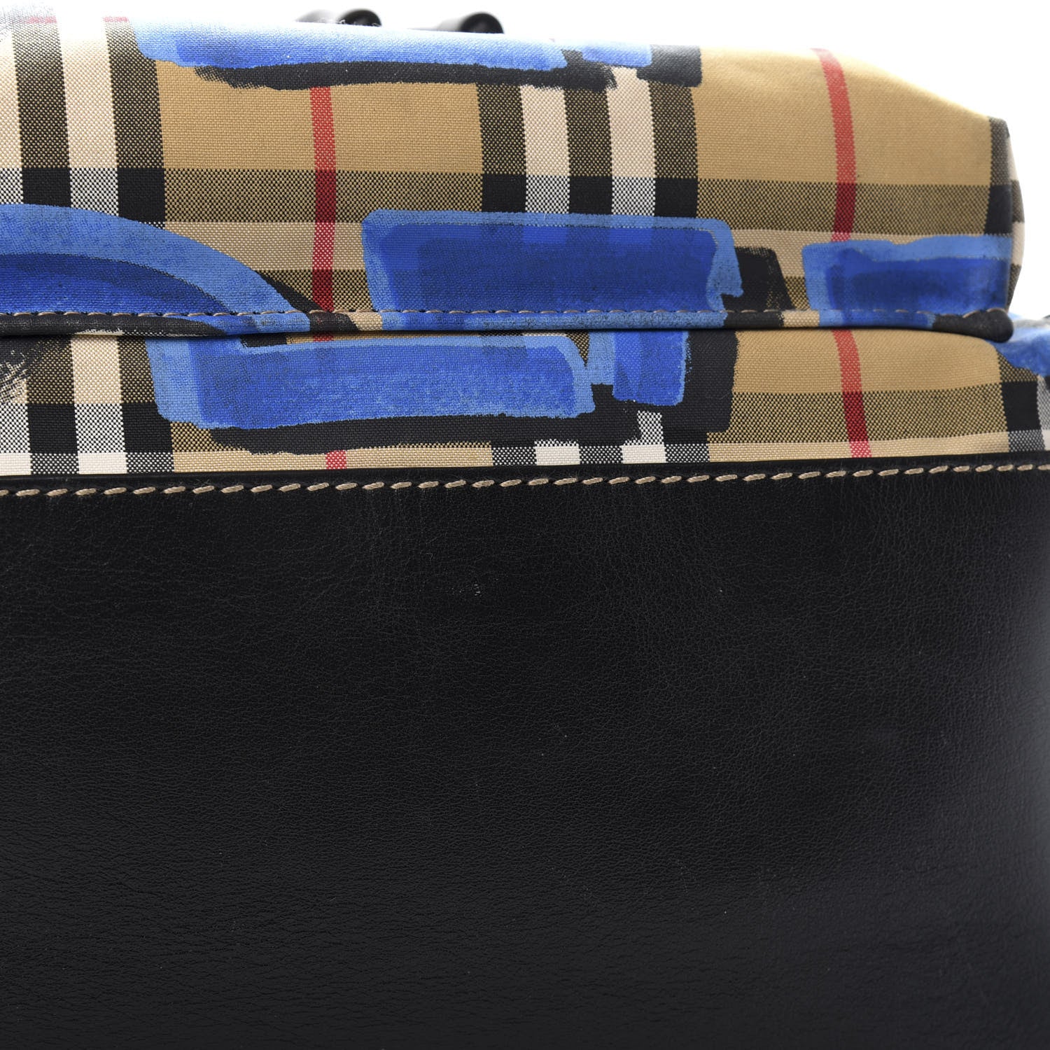 burberry colour block vintage check and leather backpack- blue/orange range Burberry Vintage Check Graffiti Print Large Rucksack Backpack Blue Antique  Yellow 646215 – FASHIONPHILE