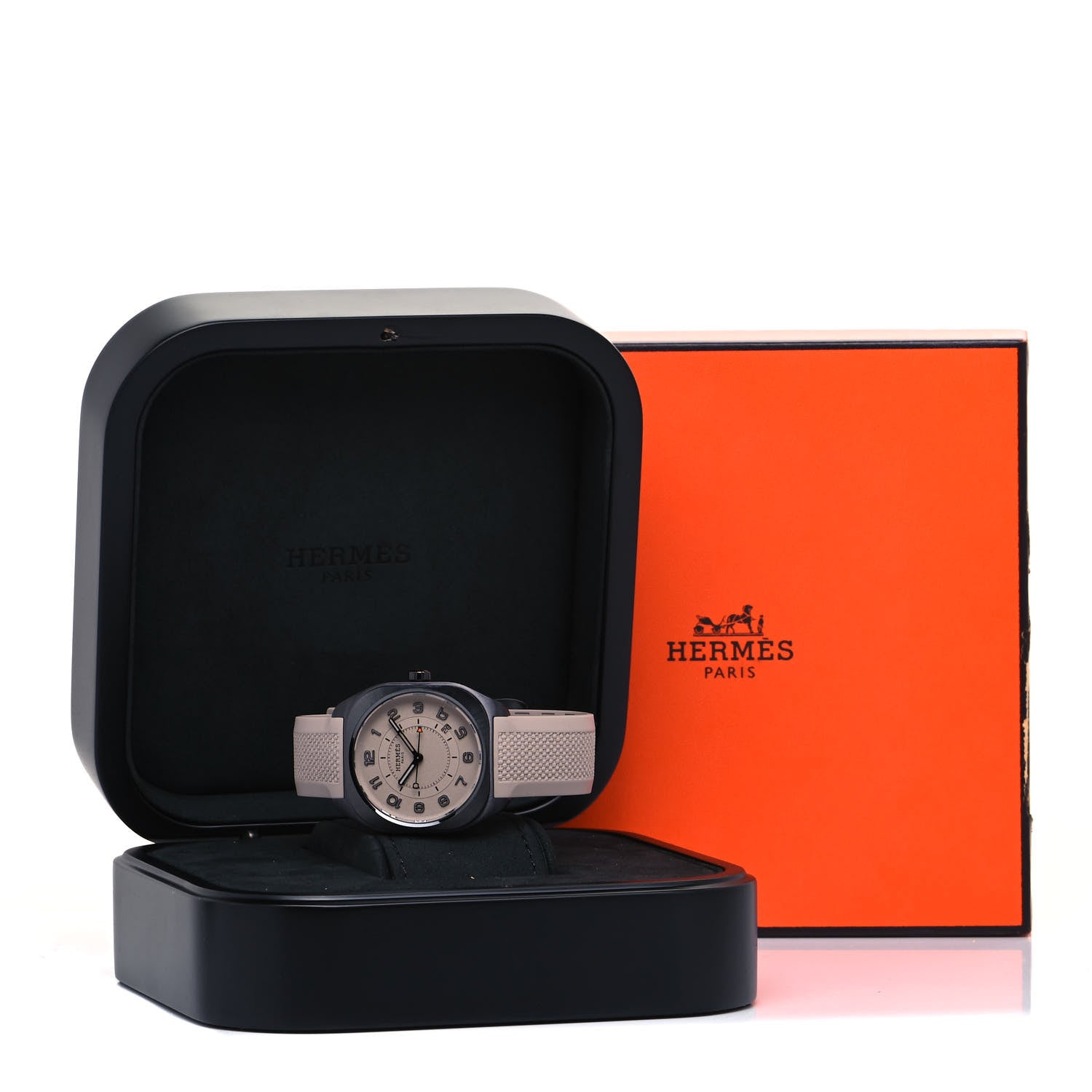 Hermes Titanium Rubber 39mm H08 Special Edition Automatic Watch Taupe 5 of 5