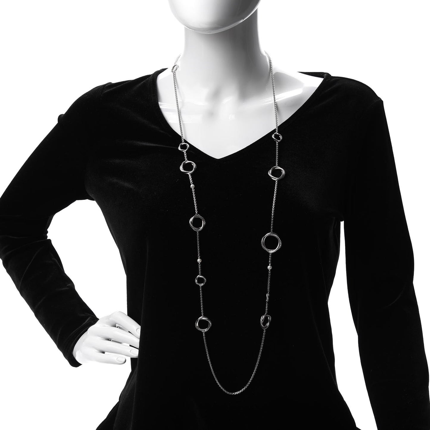 Sterling Silver Pearl Infinity Station Chain Necklace