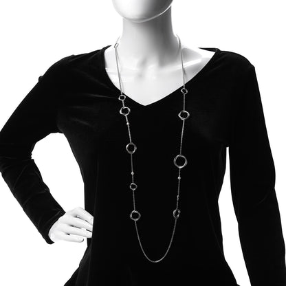 David Yurman Sterling Silver Pearl Infinity Station Chain Necklace 2 of 5