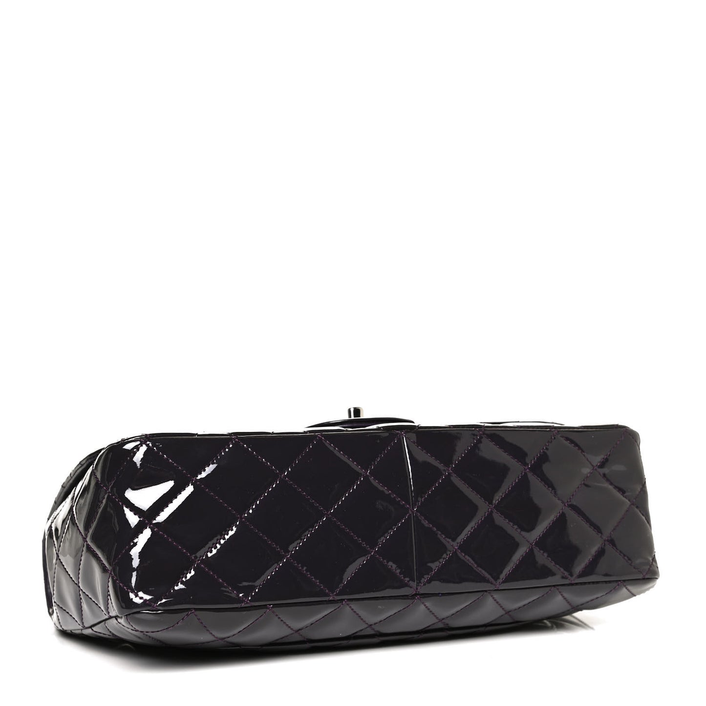 Patent Quilted Jumbo Single Flap Dark Purple