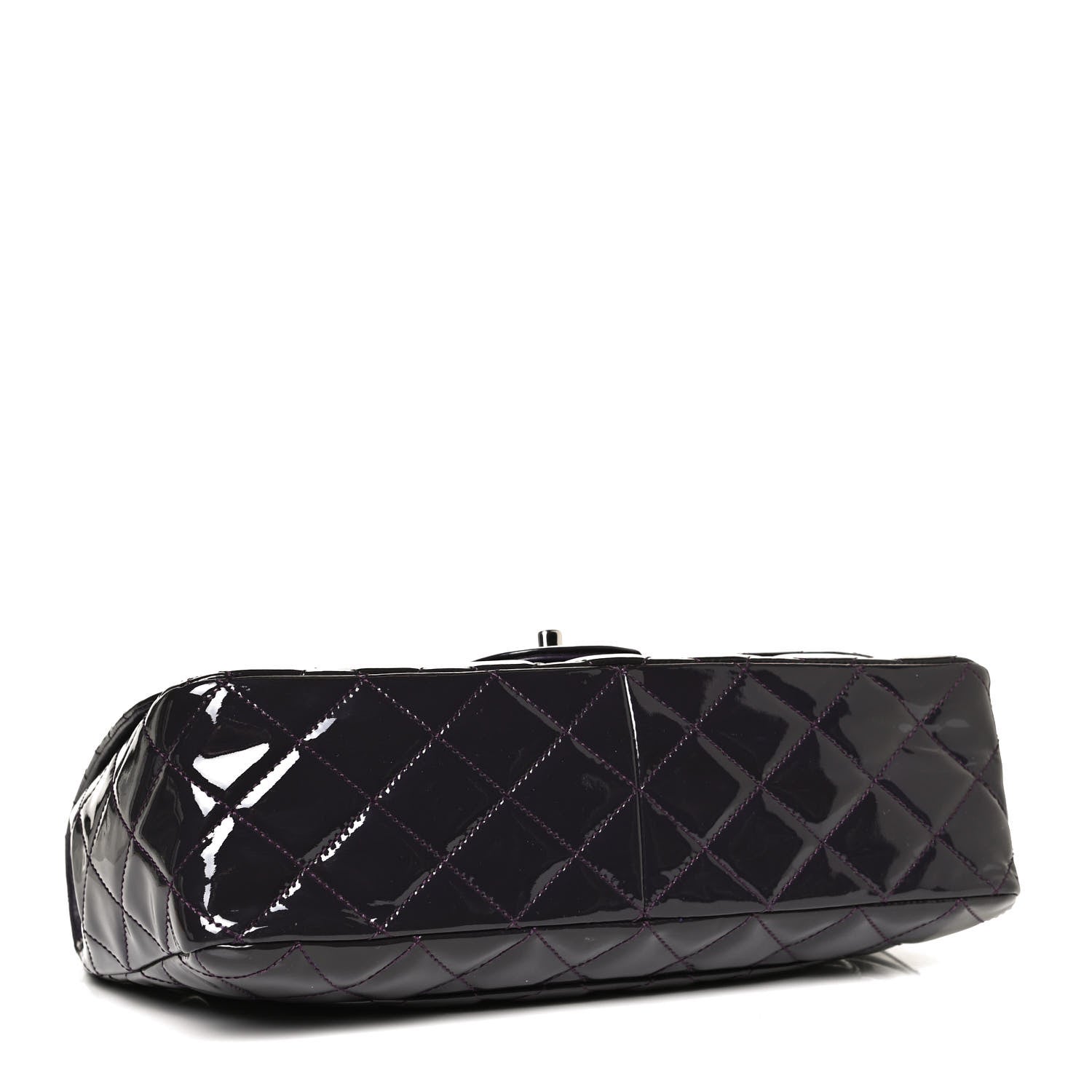 Chanel Patent Quilted Jumbo Single Flap Dark Purple 3 of 9