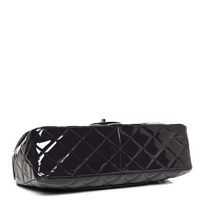Chanel Patent Quilted Jumbo Single Flap Dark Purple 3 of 9