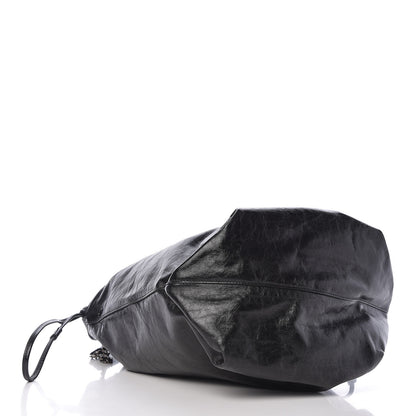 Saint Laurent Cracked Shiny Calfskin Teddy Drawstring Bag Black 5 of 9