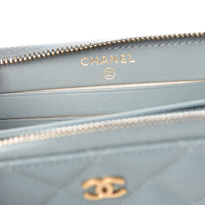 Chanel Iridescent Caviar Quilted Medium Zip Around Wallet Light Blue 6 of 9