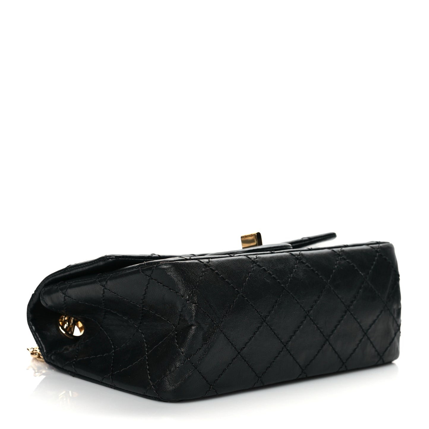 Aged Calfskin Quilted 2.55 Reissue Mini Flap Black
