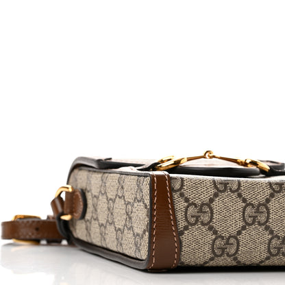 Gucci GG Supreme Monogram Mini Horsebit 1955 Crossbody Bag Beige Brown Sugar 9 of 10