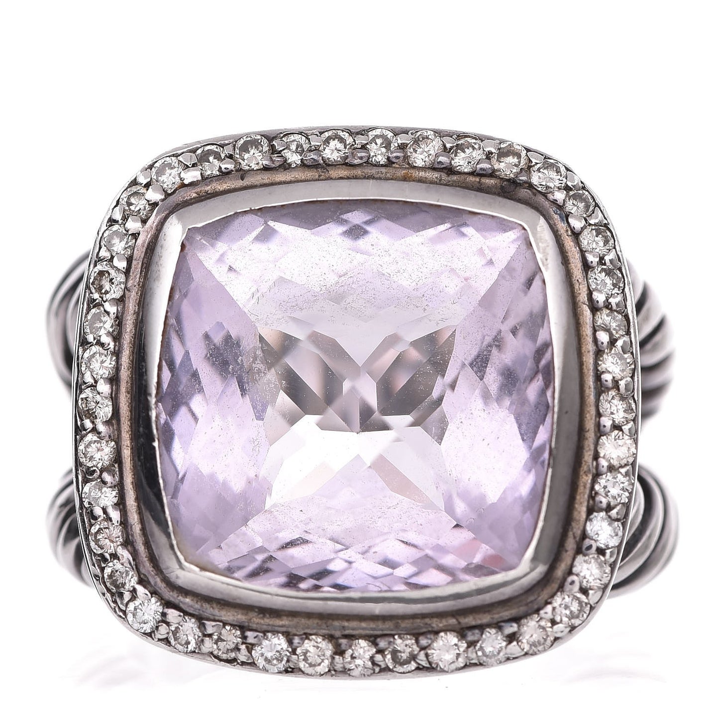 Sterling Silver Diamond Amethyst 14mm Albion Ring 50 5.5