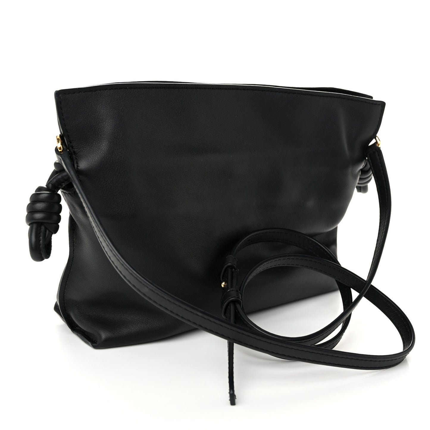 Calfskin Mini Flamenco Knot Clutch Black