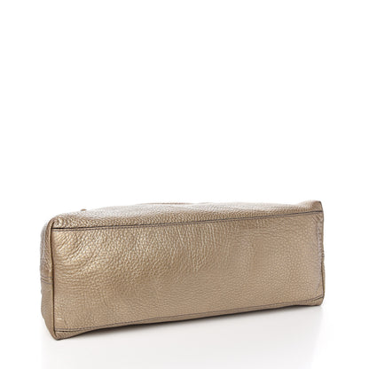 Gucci Metallic Pebbled Calfskin Medium Soho Chain Shoulder Bag Golden Beige 3 of 9