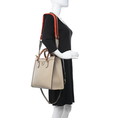 Gucci Textured Dollar Calfskin Web Medium Diana Tote Bag Oatmeal Vintage Green 2 of 12