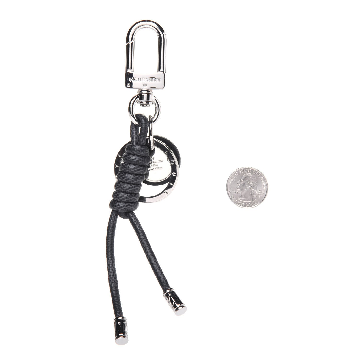 Louis Vuitton Palladium Damier Graphite Rope Bag Charm Key Holder 2 of 3