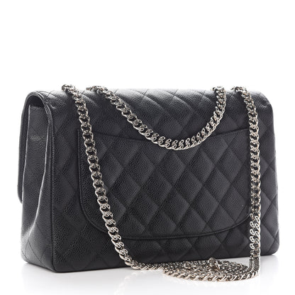 Chanel Caviar Quilted Jumbo Single Flap Bijoux Chain Black 2 of 9
