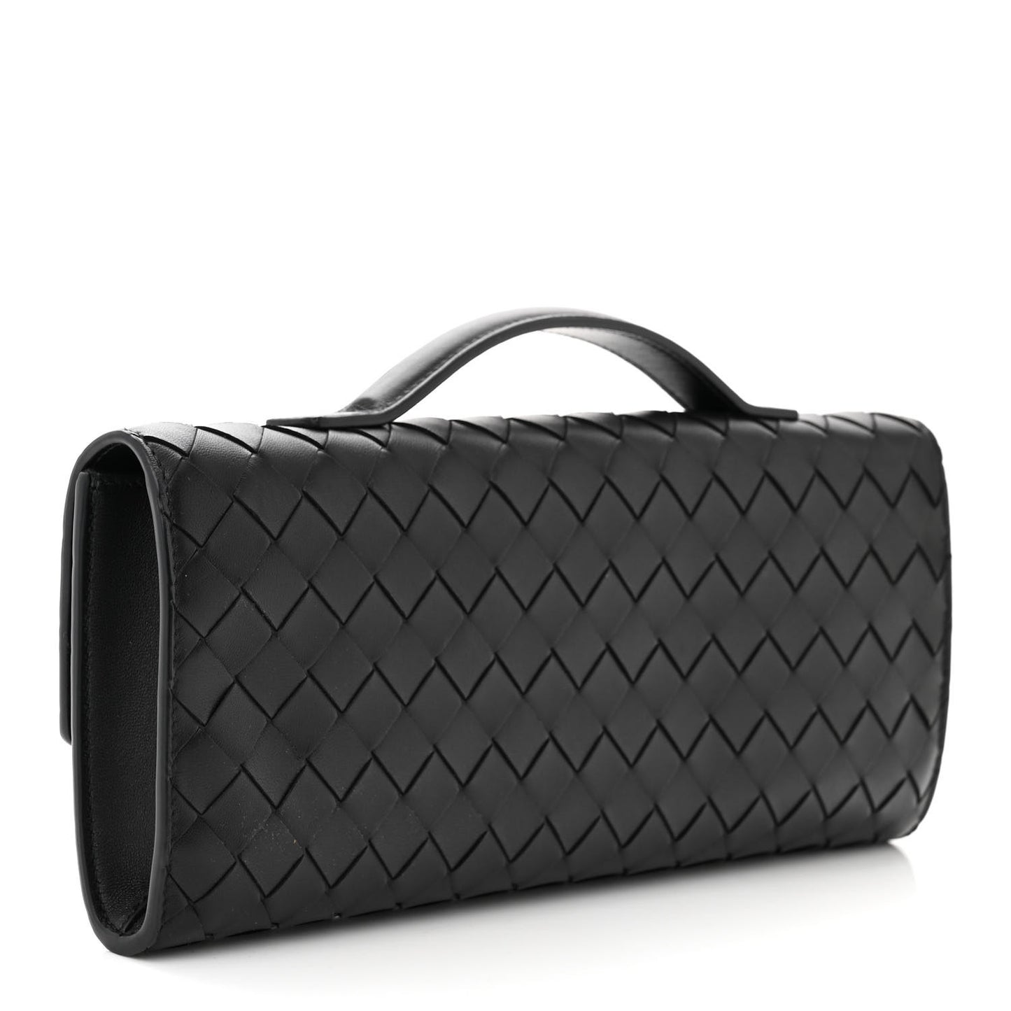 BOTTEGA VENETA Nappa Intrecciato Long Andiamo Top Handle Clutch Black
