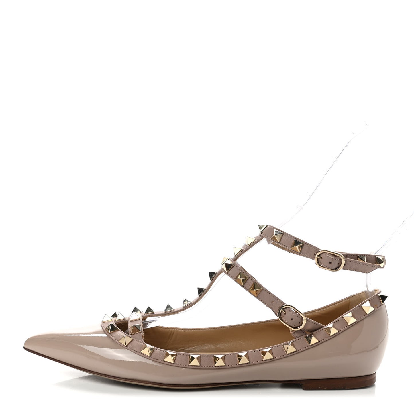 Patent Rockstud Cage Ballerina Flats 38 Poudre