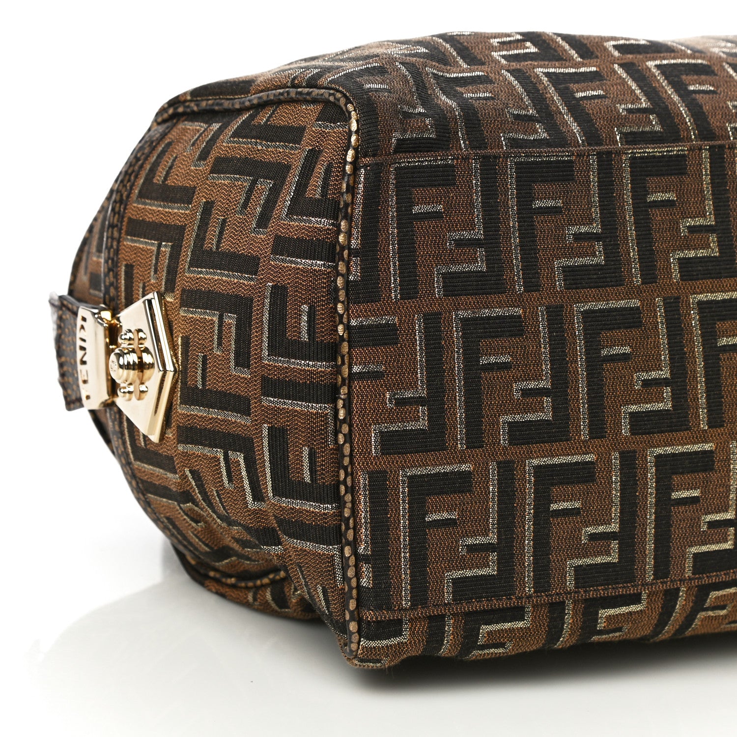 Fendi Zucca Vitello Medium Chef Boston Tobacco Oro Moro 8 of 9