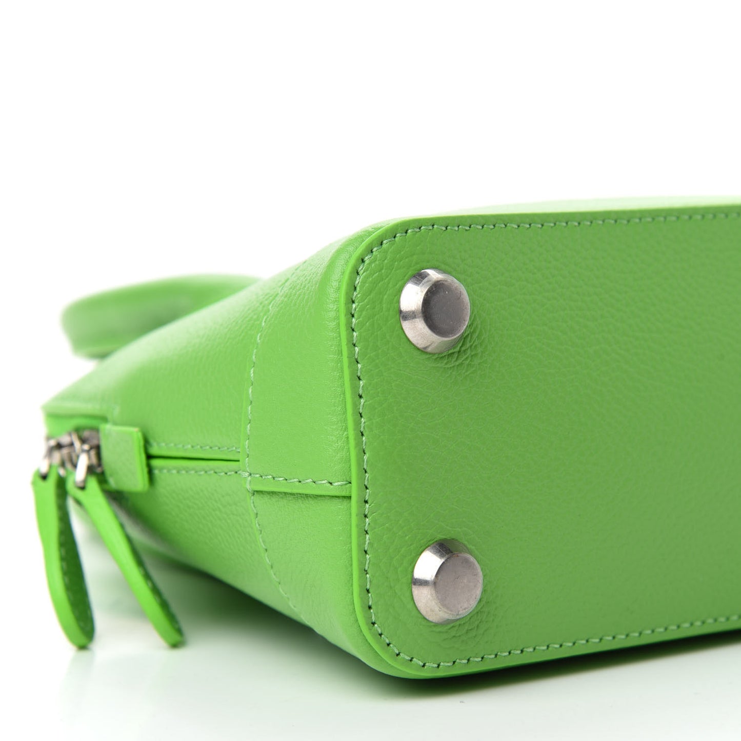 Grained Calfskin XXS Ville Top Handle Bag Light Green Fuchsia