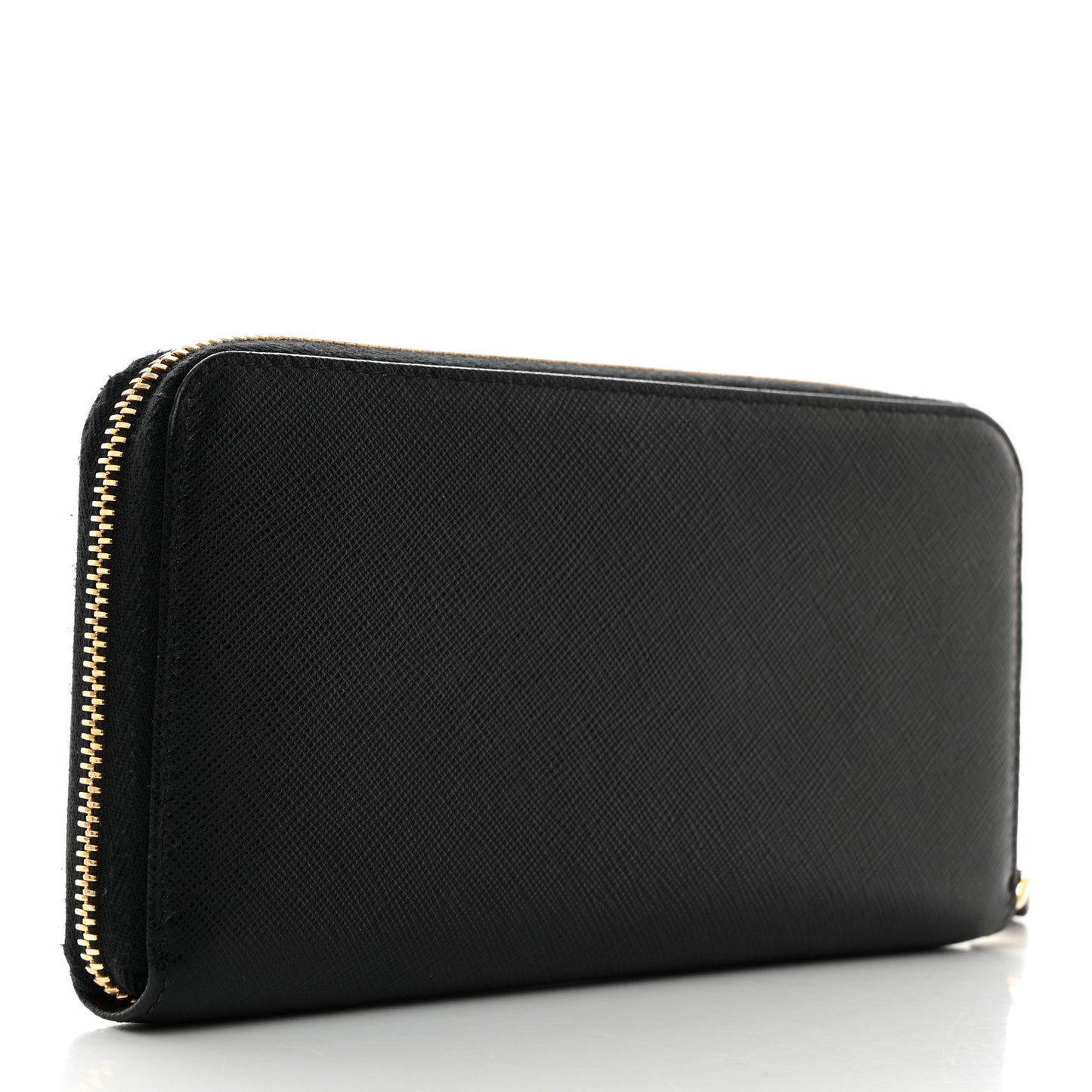 Saffiano Metal Zip Around Wallet Black
