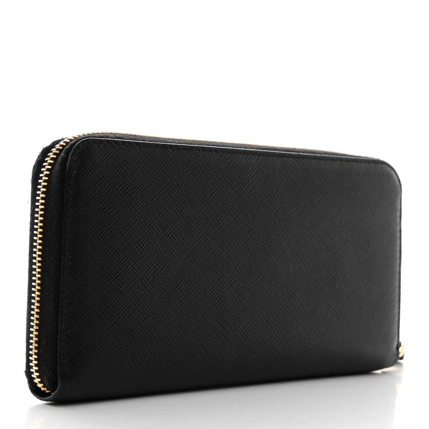 Prada Saffiano Metal Zip Around Wallet Black 3 of 8