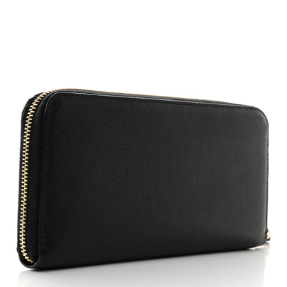 Prada Saffiano Metal Zip Around Wallet Black 3 of 8