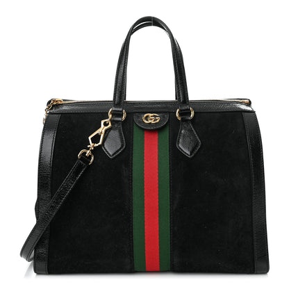 Gucci Suede Patent GG Web Medium Ophidia Tote Bag Black 1 of 10
