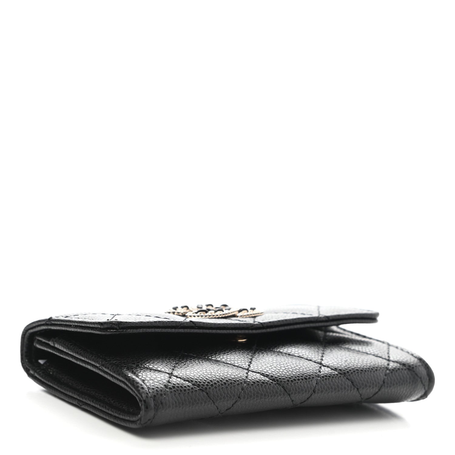 Chanel Caviar Quilted Crystal CC Flap Card Holder Black 4 of 9