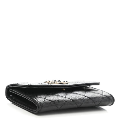 Chanel Caviar Quilted Crystal CC Flap Card Holder Black 4 of 9