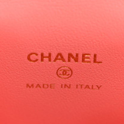 Chanel Lambskin Quilted Crystal Top Handle Mini Vanity Case With Chain Coral 6 of 10