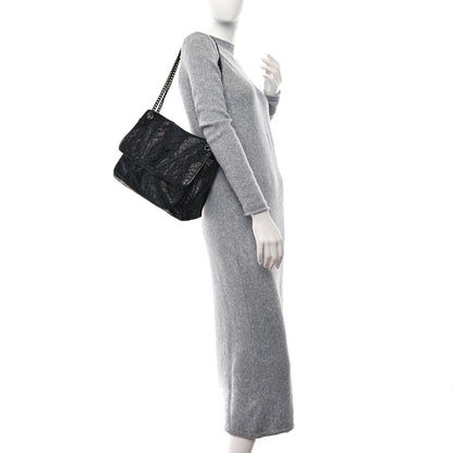 Saint Laurent Crinkled Calfskin Matelasse Monogram Large Niki Chain Satchel Black 2 of 9