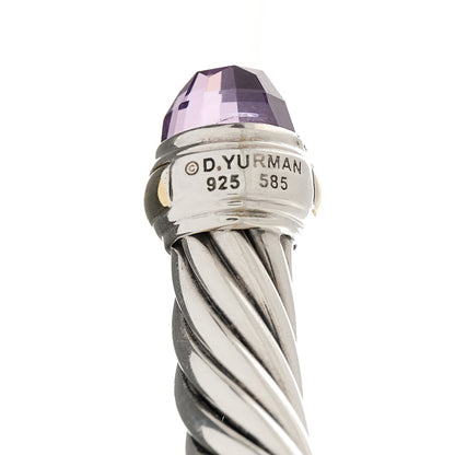 David Yurman Sterling Silver 14K Yellow Gold Amethyst 7mm Cable Classics Bracelet 3 of 4
