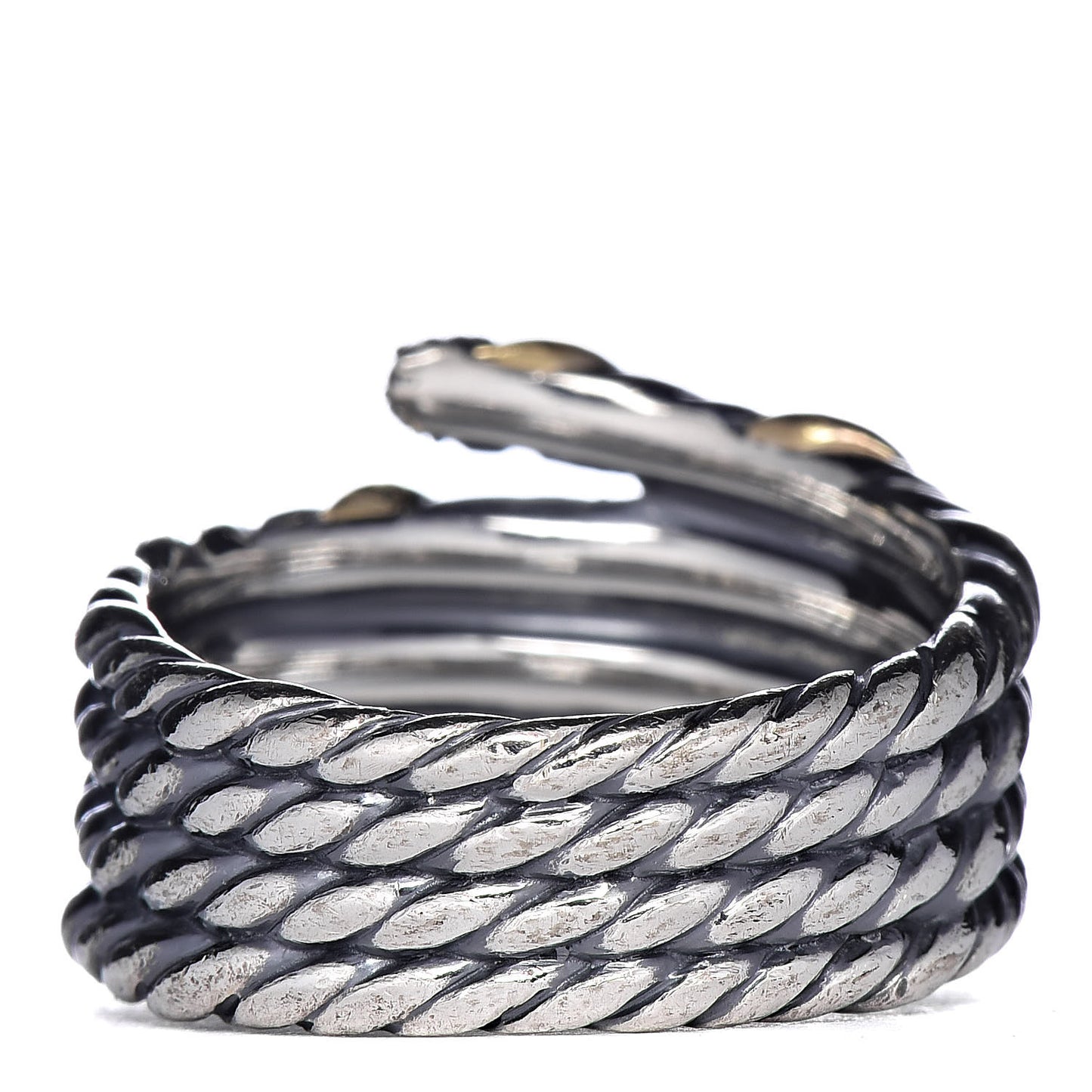 Sterling Silver 18K Yellow Gold Black Diamond Willow Serpentine Ring 57 8