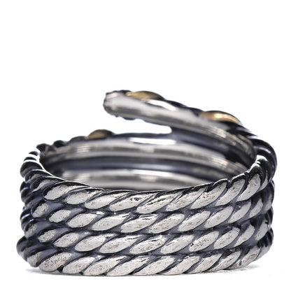 David Yurman Sterling Silver 18K Yellow Gold Black Diamond Willow Serpentine Ring 57 8 4 of 5