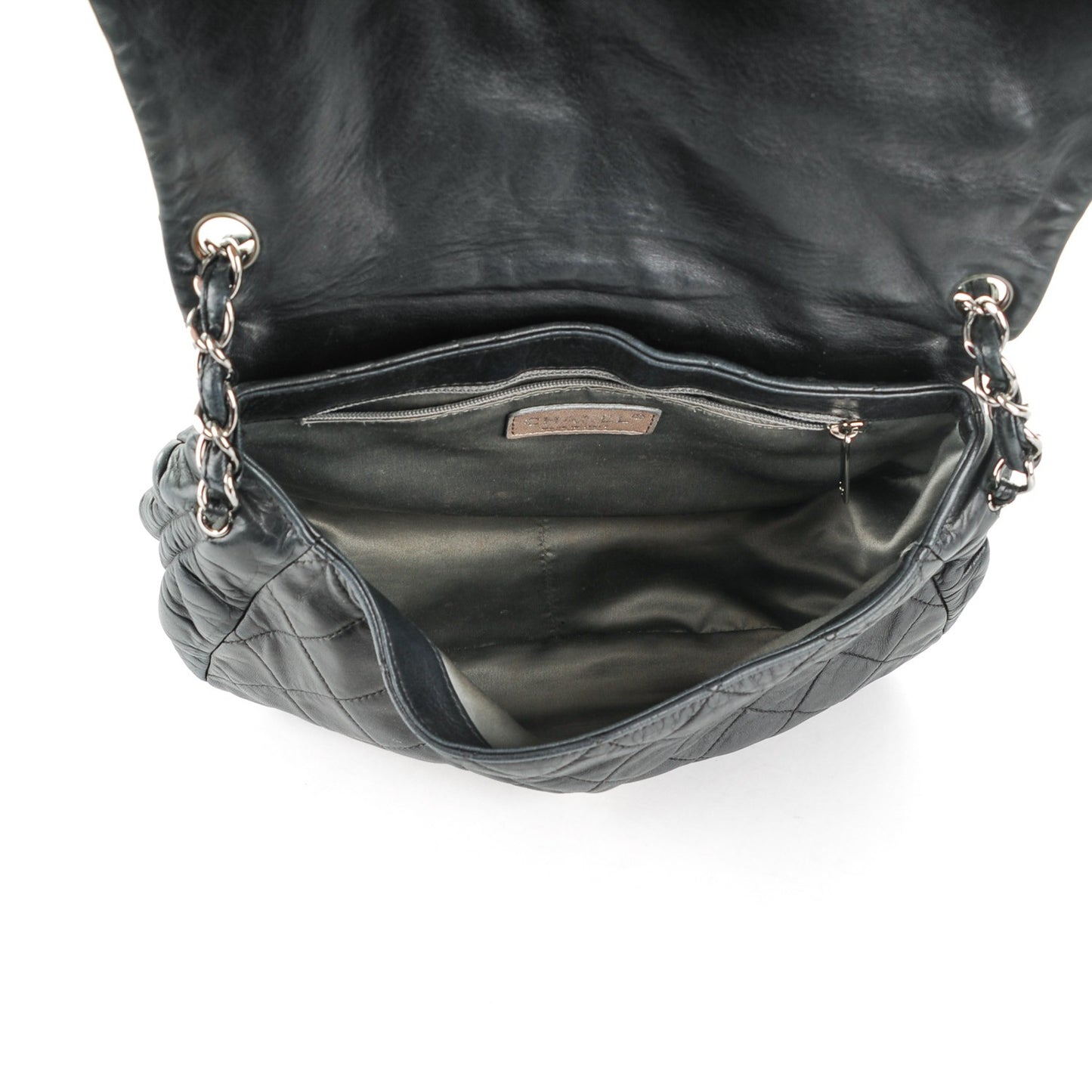Lambskin Quilted Small Sharpei Flap Black