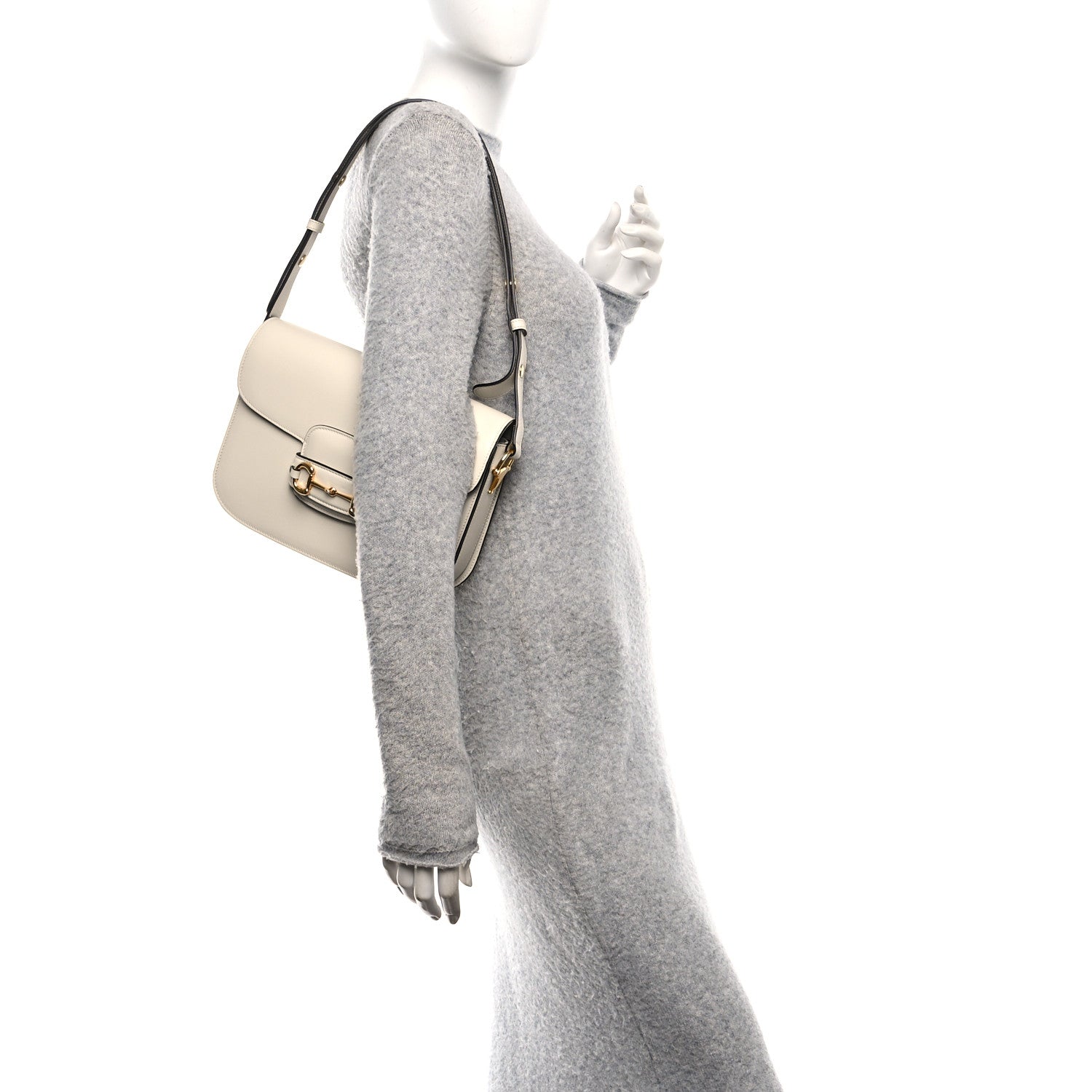 Gucci Azalea Calfskin Horsebit 1955 Shoulder Bag Mystic White 2 of 10