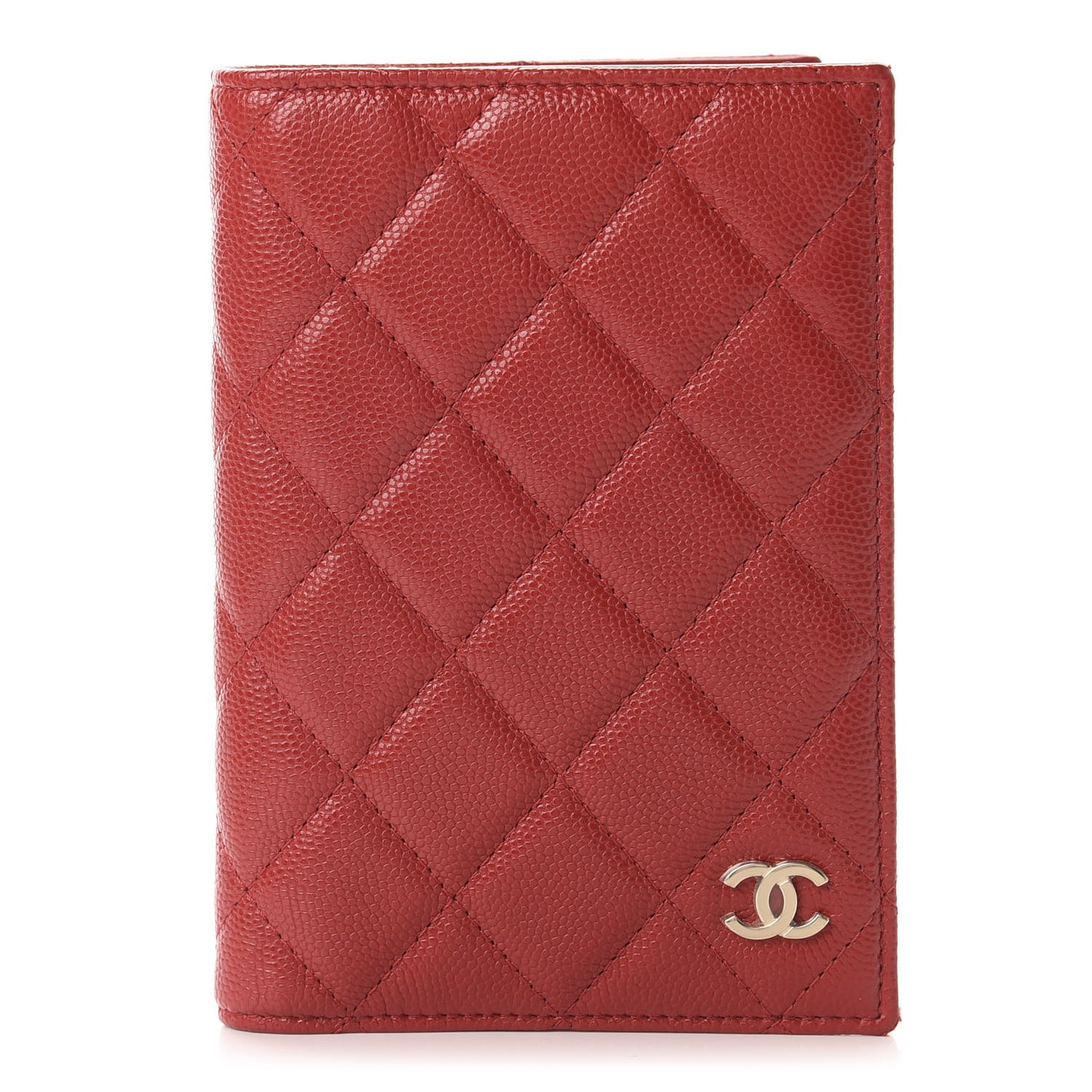 Caviar Quilted Passport Holder Red