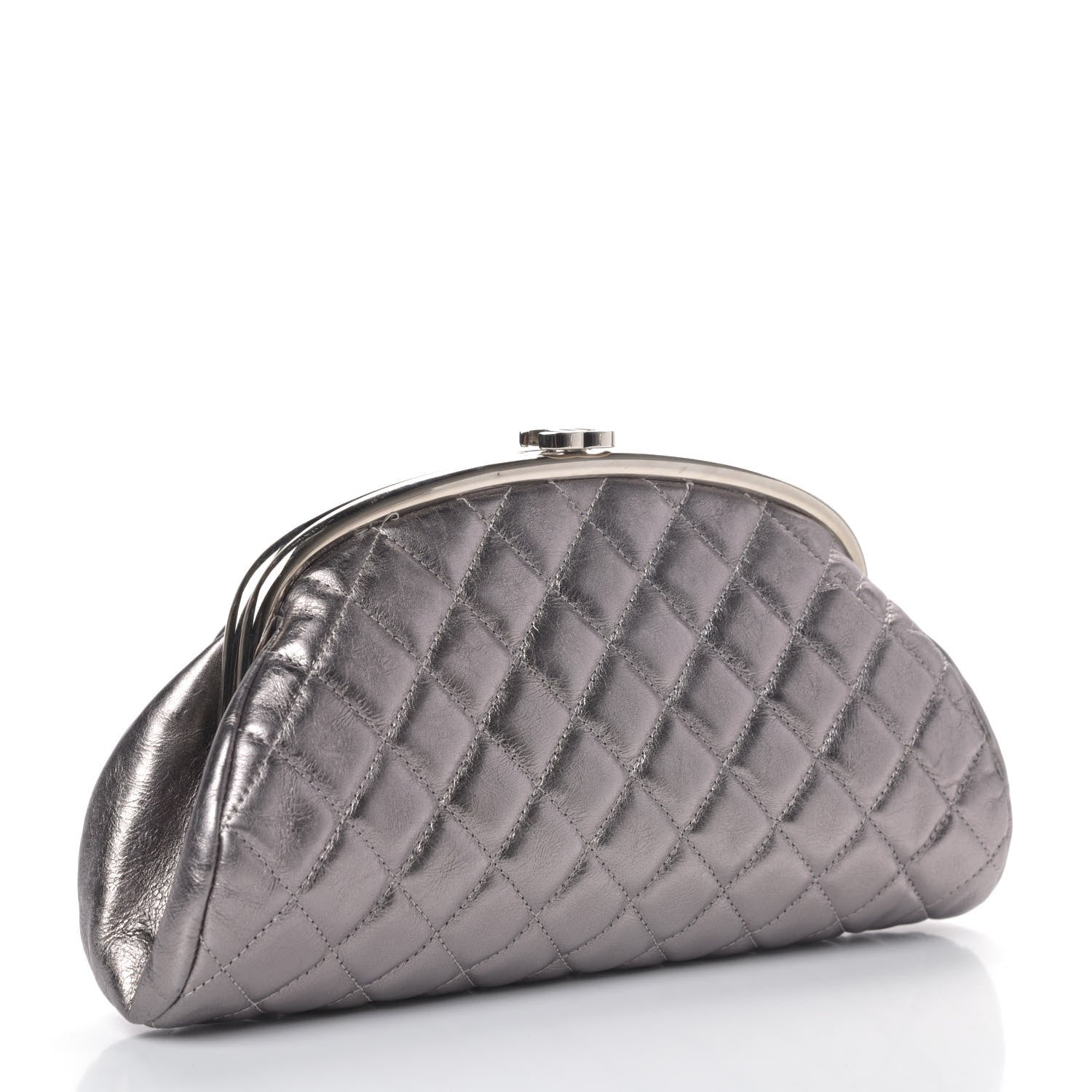 Chanel Metallic Aged Calfskin Quilted Timeless Clutch Silver 2 of 4