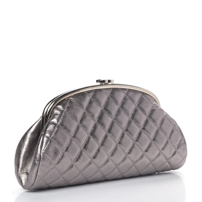 Chanel Metallic Aged Calfskin Quilted Timeless Clutch Silver 2 of 4