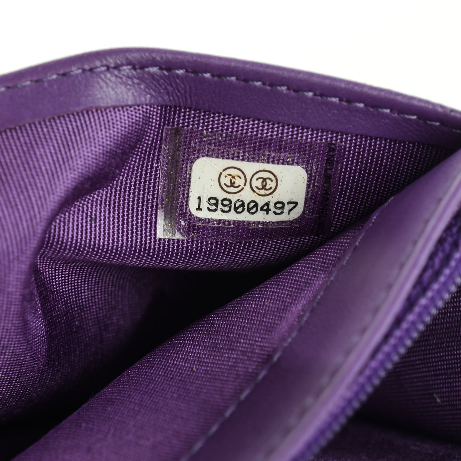 Chanel Lambskin Quilted Boy Yen Wallet Purple 10 of 10