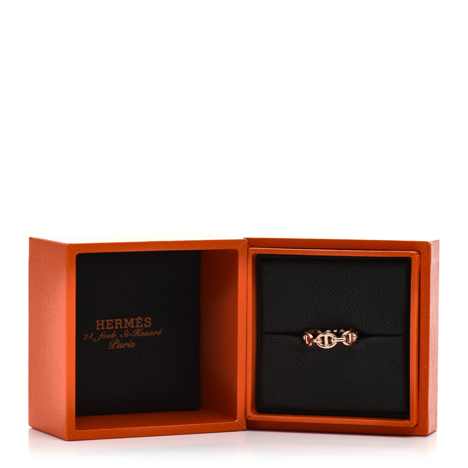 Hermes 18K Rose Gold PM Chaine D'Ancre Enchainee Ring 50 5.25 5 of 5