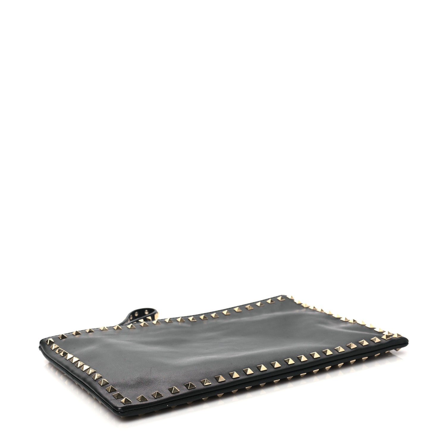 Valentino Garavani Vitello Large Rockstud Zip Wristlet Pouch Black 4 of 9