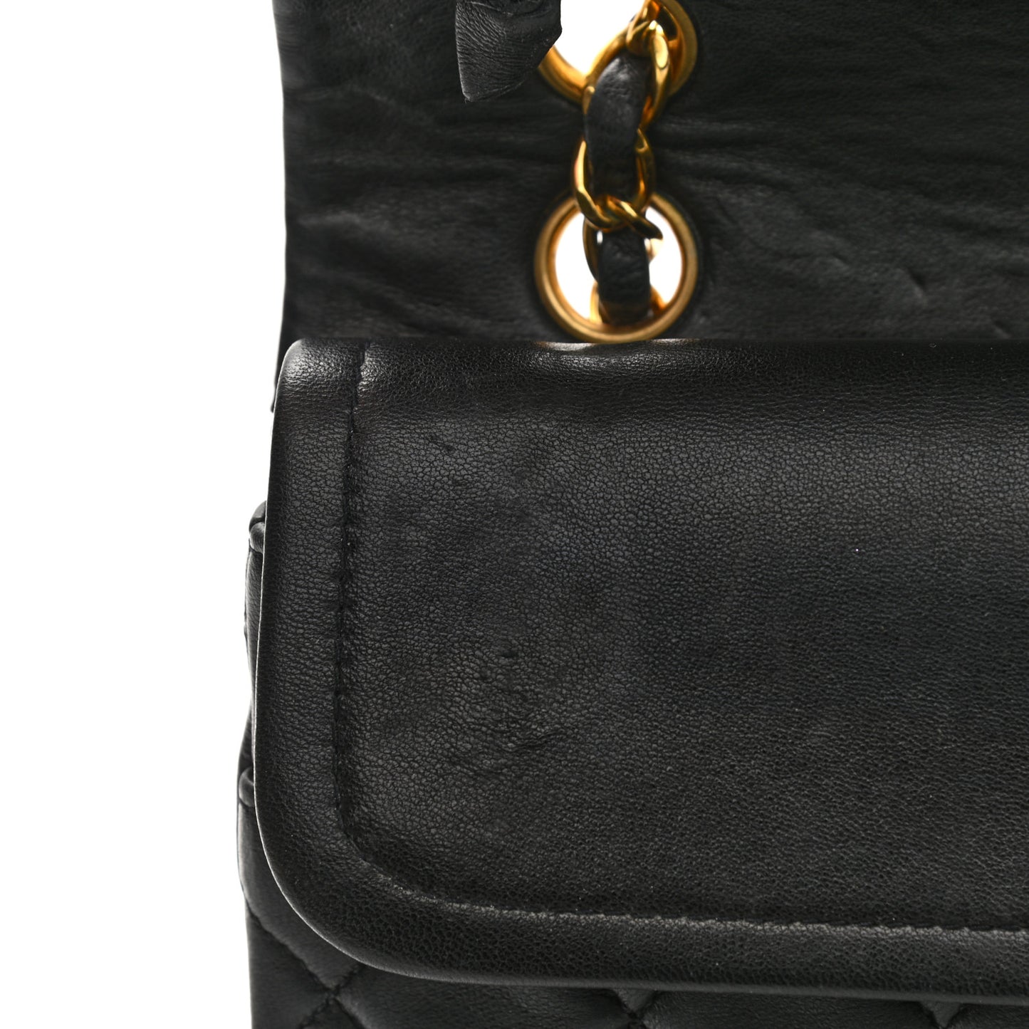 Lambskin Quilted Medium Double Flap Black