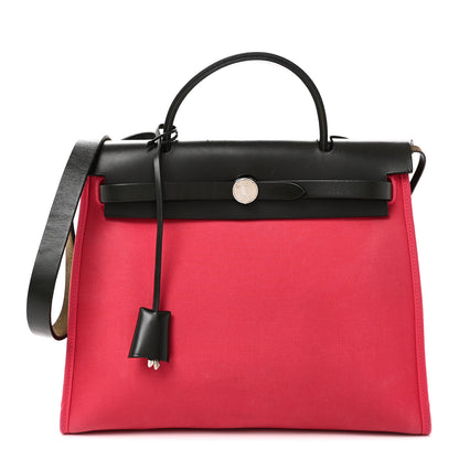 Hermes Vache Hunter Toile Herbag Zip 31 PM Rose Extreme Kaki 1 of 11