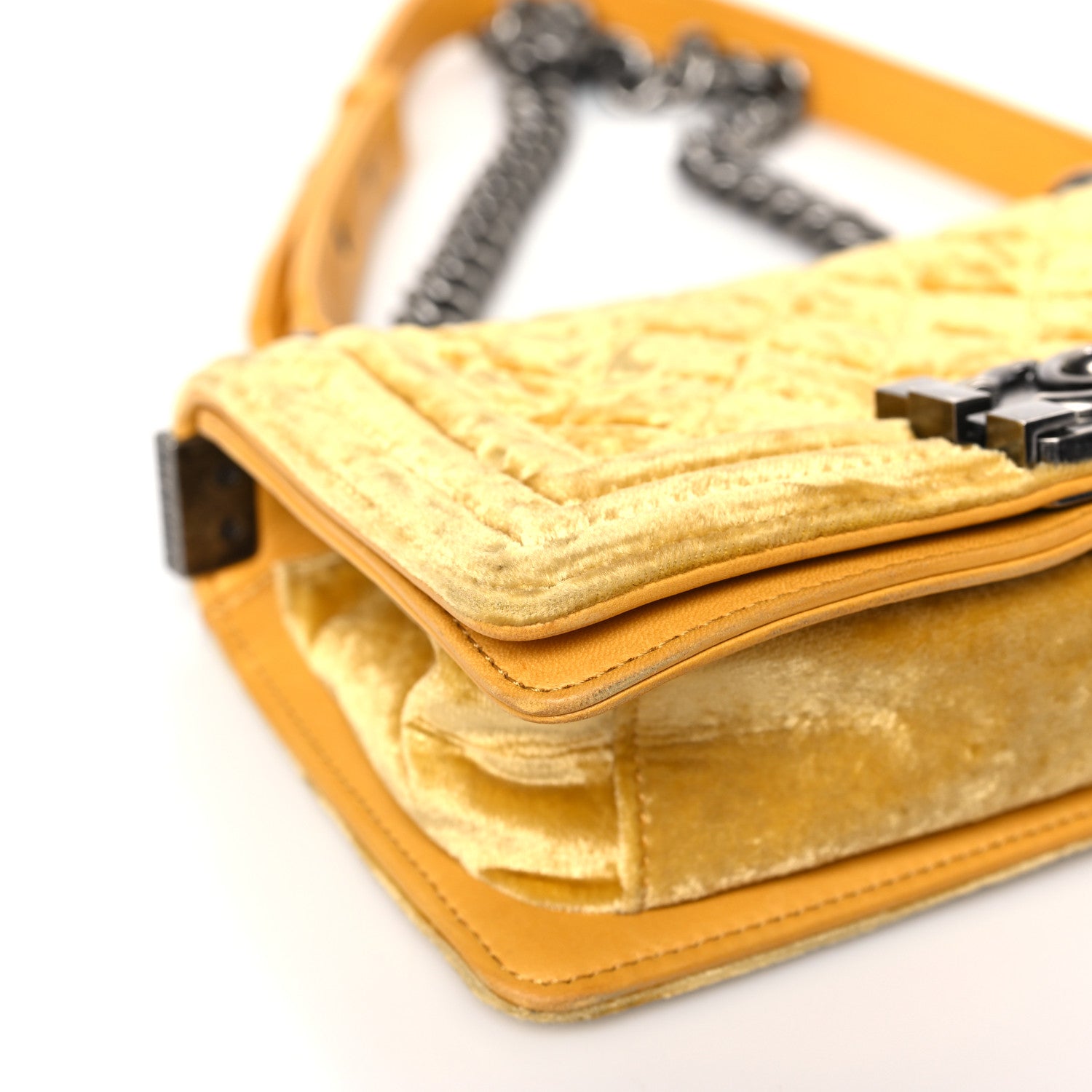 Chanel Velvet Quilted Small Boy Flap Yellow 8 of 10